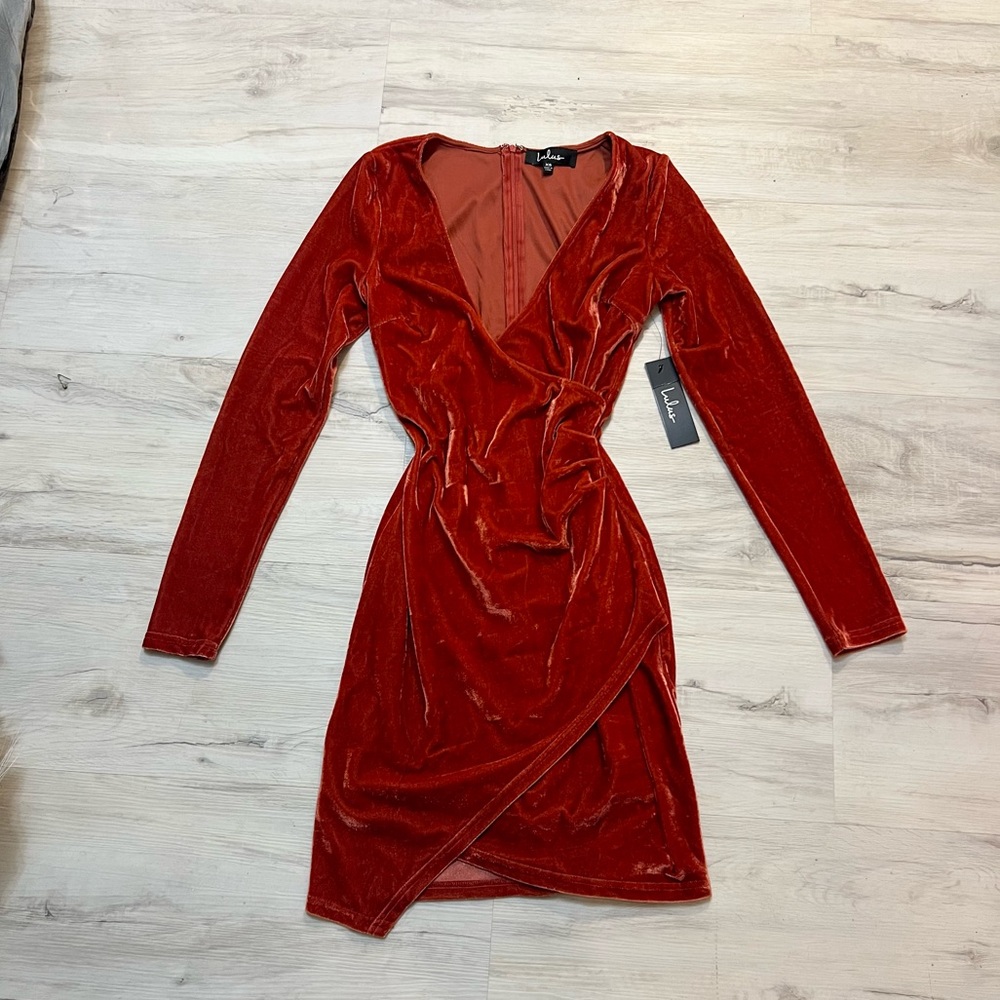 Lulu’s Velvet Dark Orange Dresss